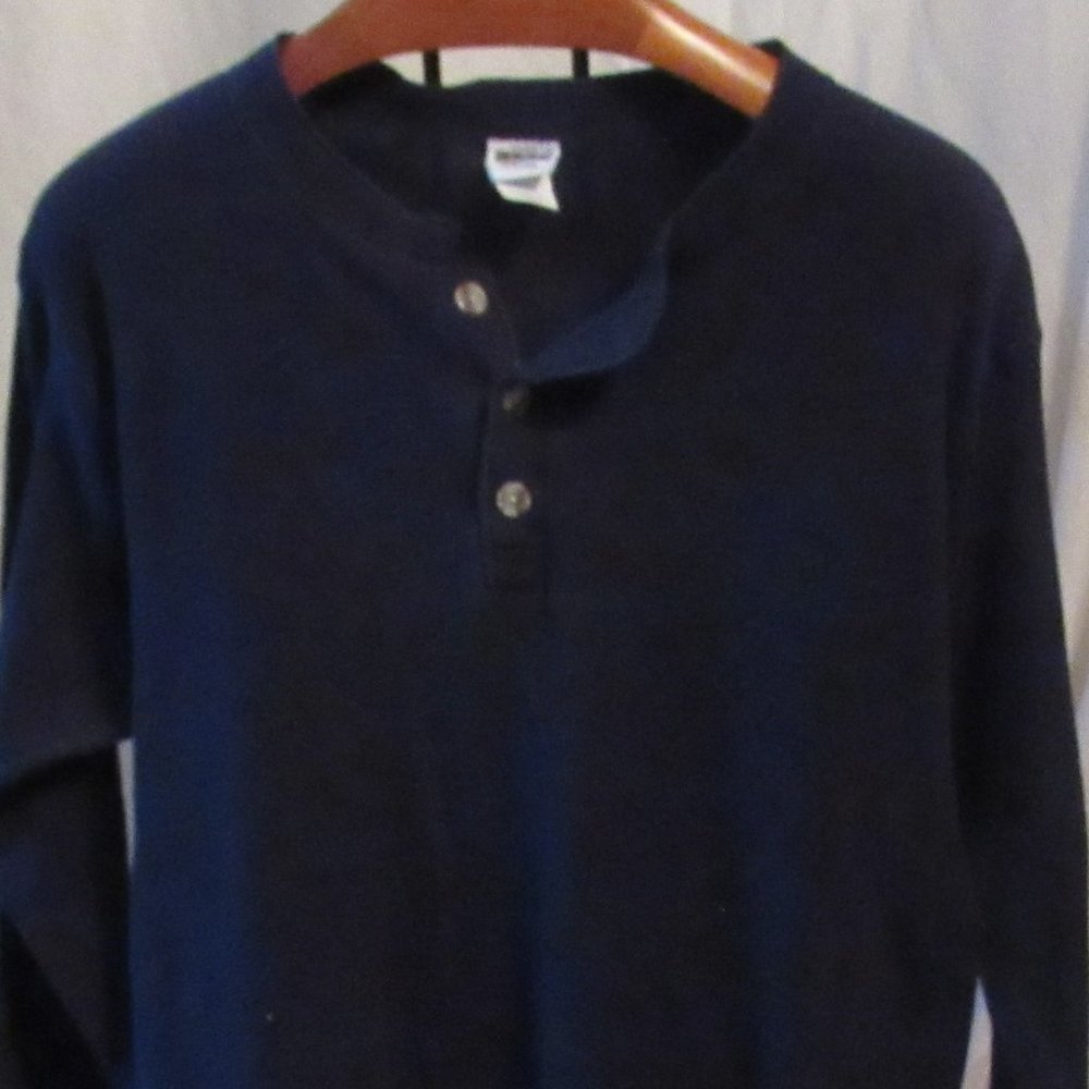 SKYR Mens Navy Blue Henley Size XL 100% Cotton EUC